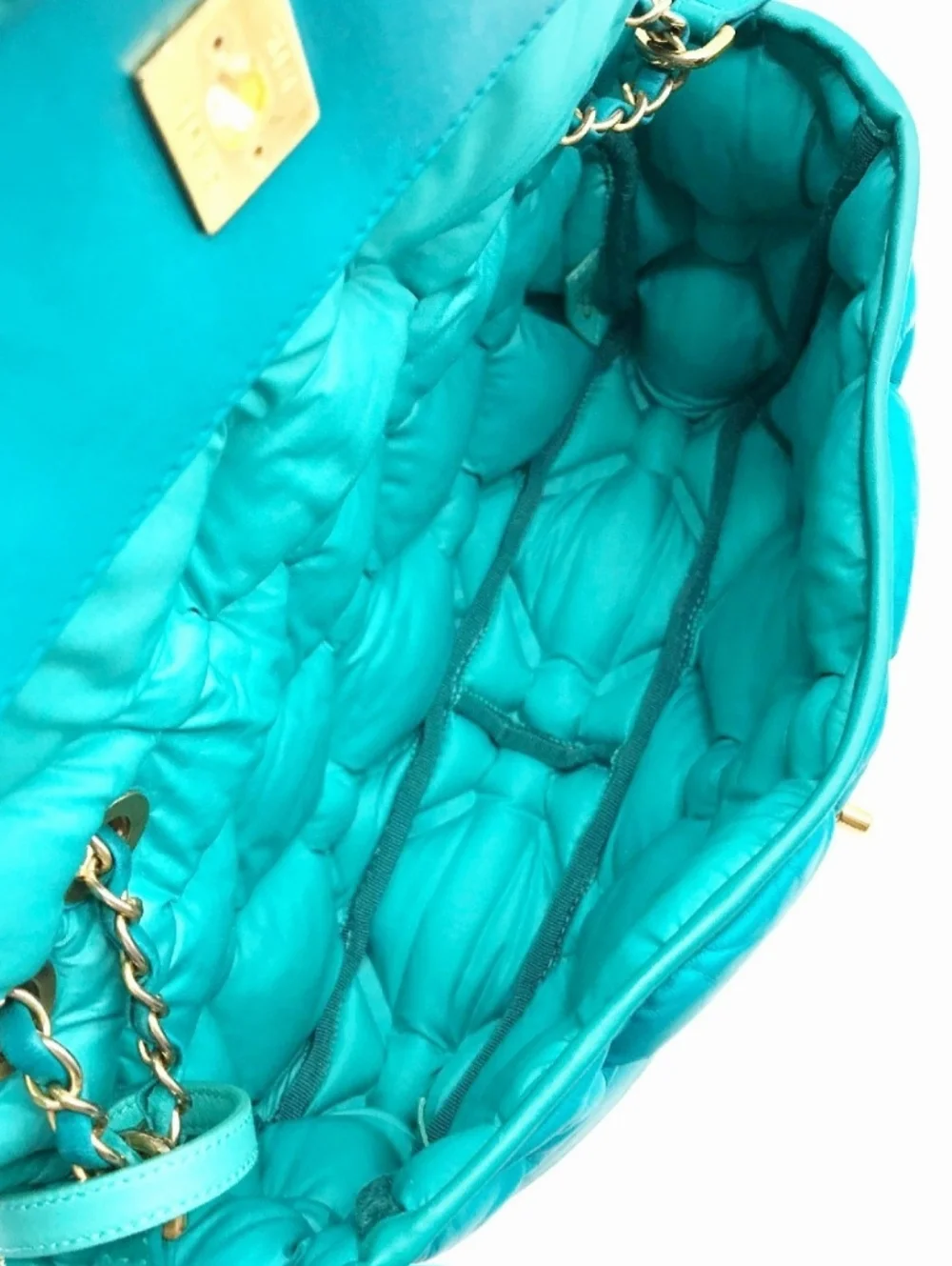 Chanel Turquoise Quilted Calfskin Large Flap Bag